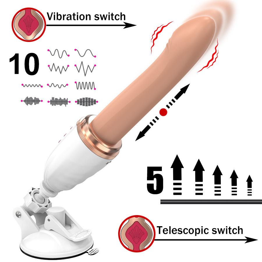 Hands-Free Thrusting Sex Machine for Women - Automatic Suction Cup Mount Vibrator with 10 Vibration Modes, Adult Toy