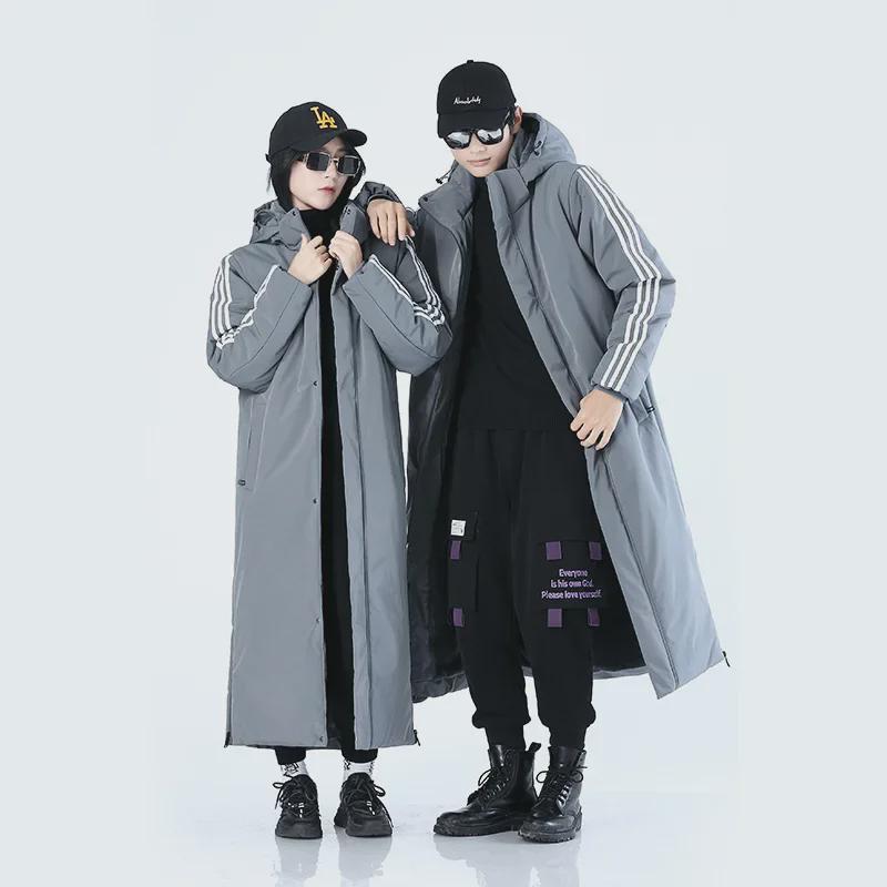 Unisex Winter Long Cotton Coat: Thickened, Velvet-Lined, Ideal for Couples and Parent-Child Styles, Brand Two.