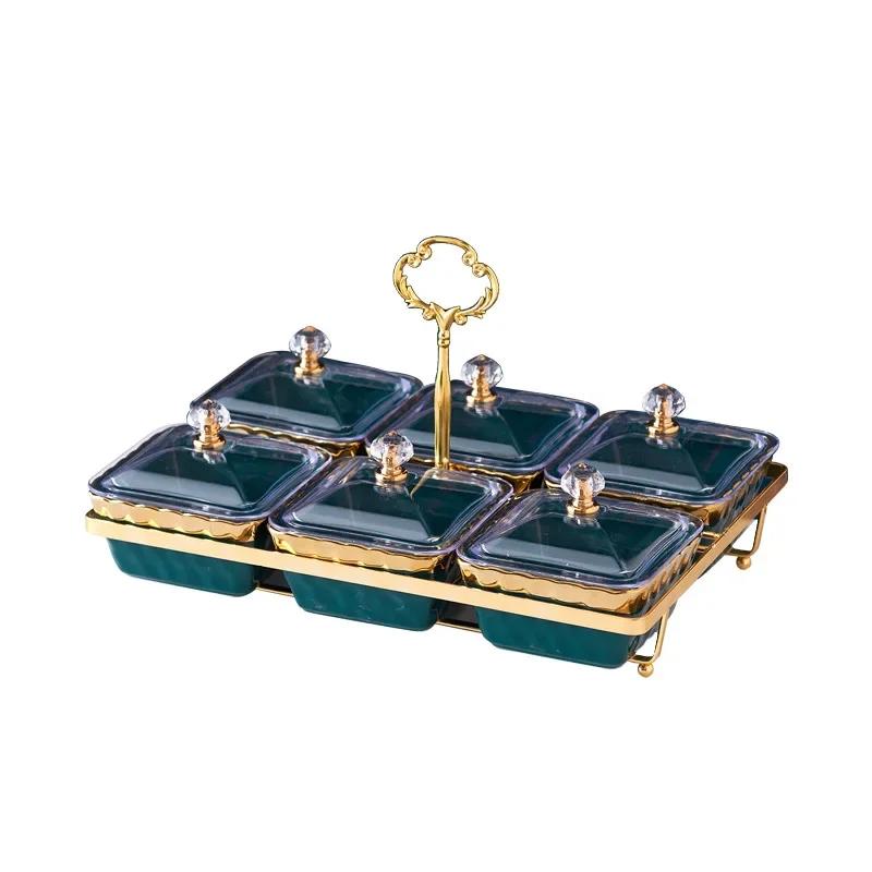 Ceramic Compartmented Fruit Plate Trays for Serving Food Snack Dish Ceramic Dishes To Eat Plates Bowl Tray Dry Tableware Kitchen