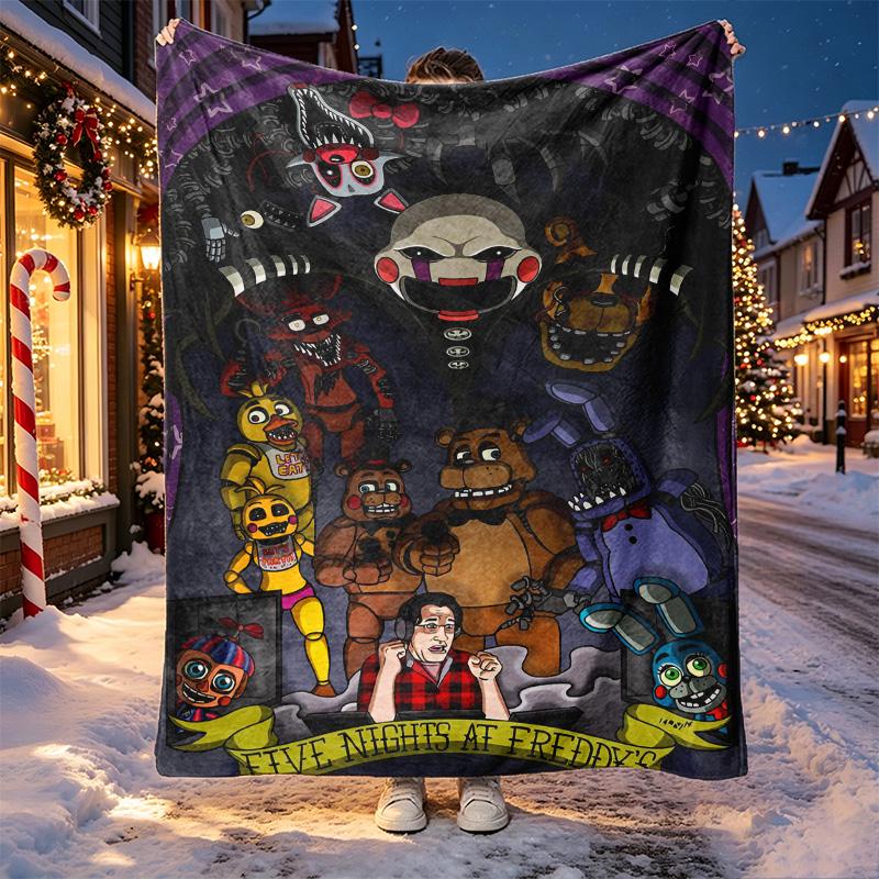 Five Nights at Freddy's Pattern Blanket for Home Decoration, Bed, Sofa, Car Travel, Camping, Suitable for All Seasons, Birthday Christmas Gift