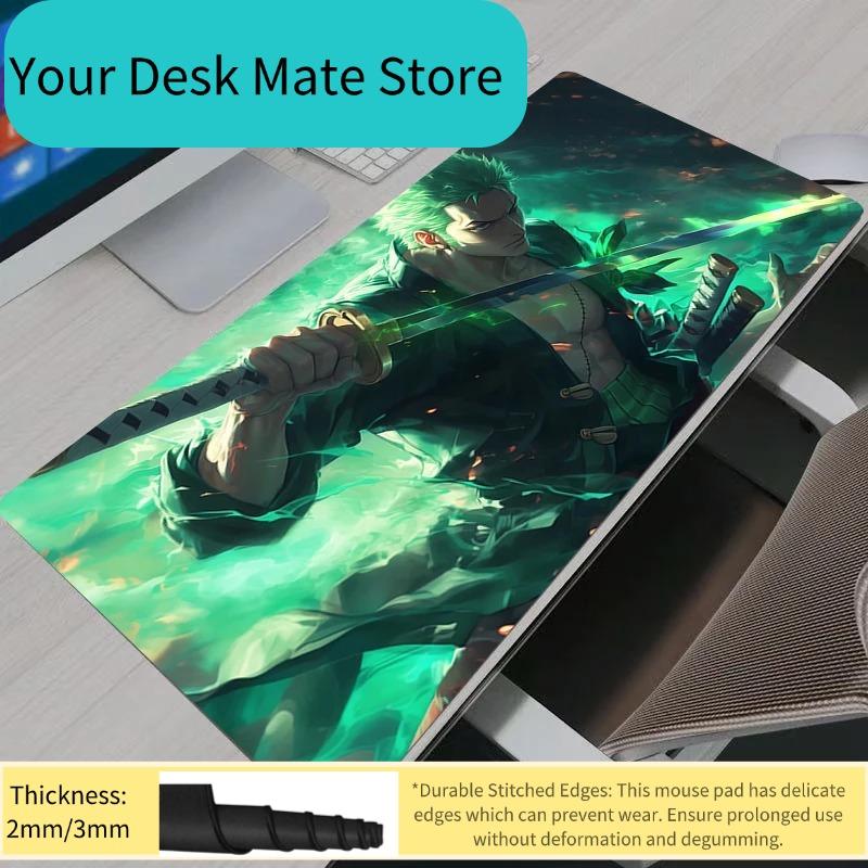 One Piece Zoro Mauspads Notizbuch Gaming Große Tastatur Rutschfeste Gummi Computer Teppich Schreibtischmatte PC Gamer Mauspads Jugend Geschenke