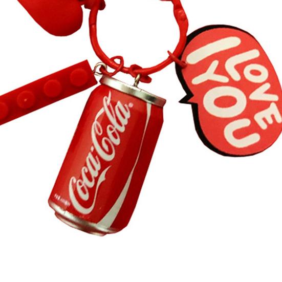 Key Chain Delicate Craft Cartoon High Simulated Funny Couple Accessory Decorative Portable Red Cola Bottle Keychain Car Pendant