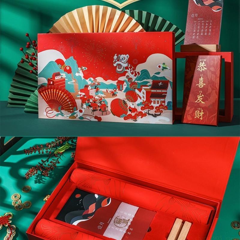 QX2E Colorful 2024 New Year Couplets Set Perfect for Adding Festive Atmospheres Perfect for Traditional Culture Enthusiasts