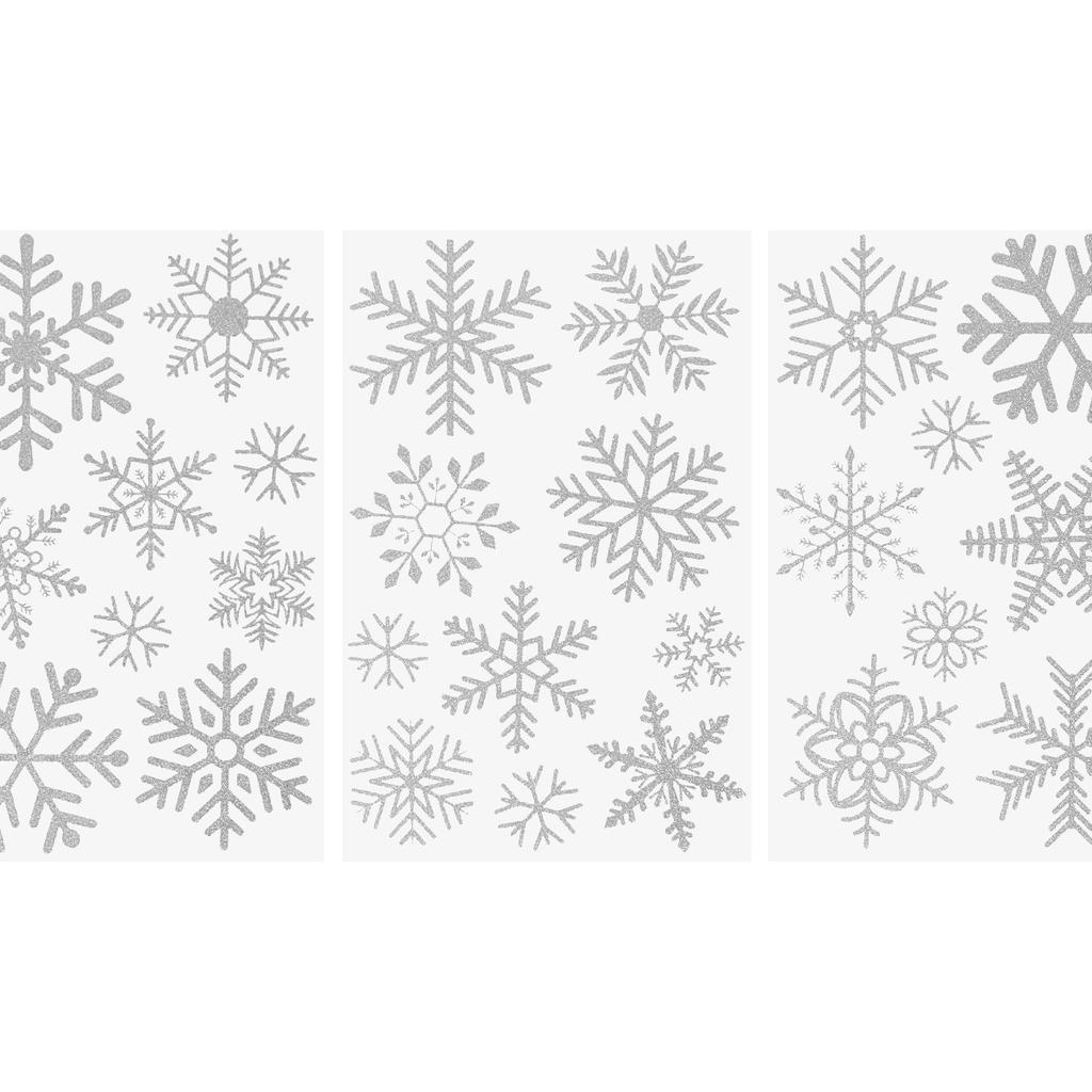 6 Glass Window Stickers, Snowflakes, Glitter Christmas Decoration Window Stickers, Static Christmas Window Stickers