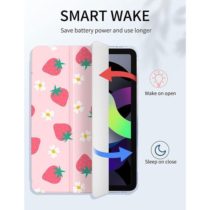 Coque + Verre Trempé - E.F.Connection - pour iPad A16 (11") / iPad 10 2022 (10e Génération) Motif Fraise