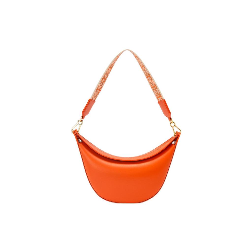 Loewe Removable Shoulder Strap Half-Moon Satin Leather Shoulder Tote Bag Small Women handbags Orange A923PM1X01-9100