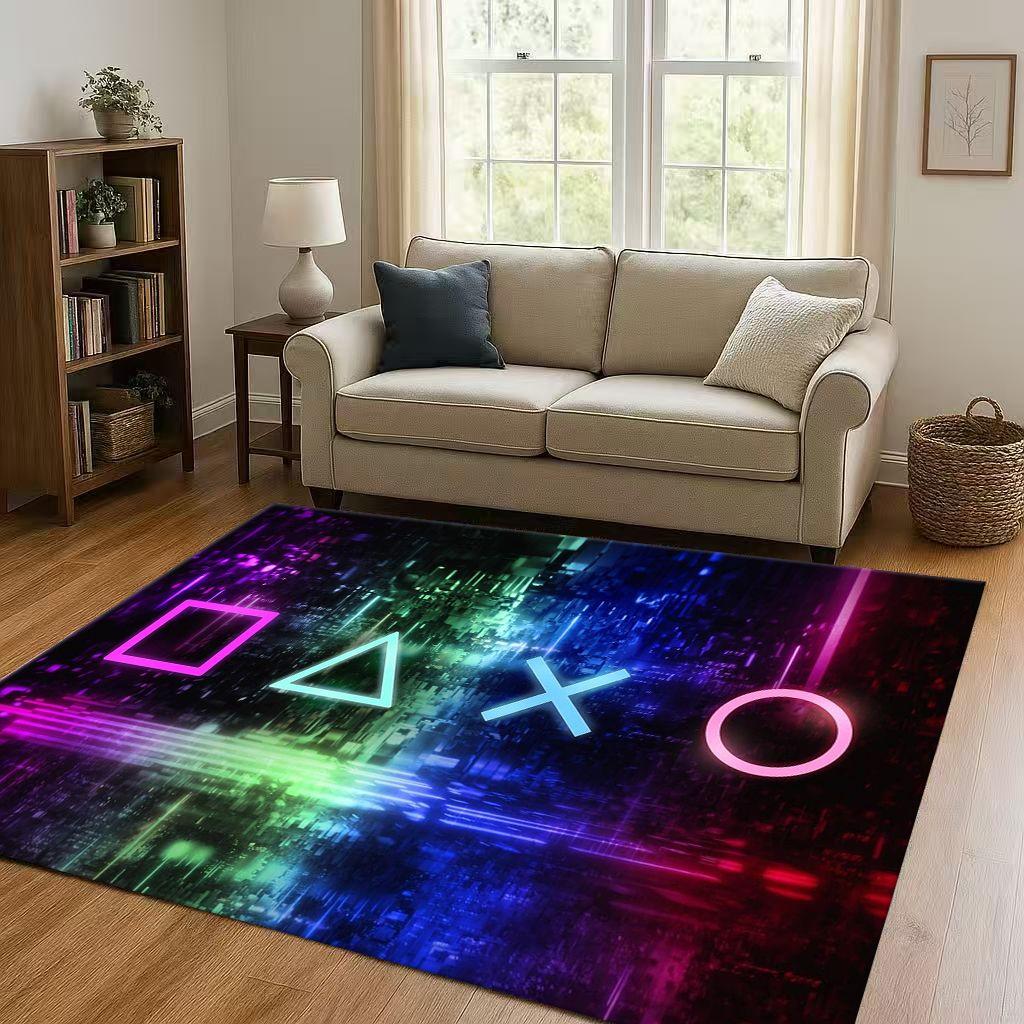 Retro Game Zone Sign Gamer Controller Living Room Non-Slip Area Rug Carpet for Bedroom Kids Playroom Sofa,Home Decor Doormat