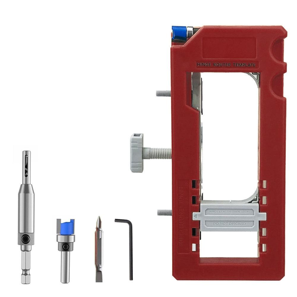 

Adjustable Depth Door Hinge Jig Door Hinge Mortiser Hinge Installation Kit Router Template Fits 3Inch To 5 Inch Hinges Jig красный