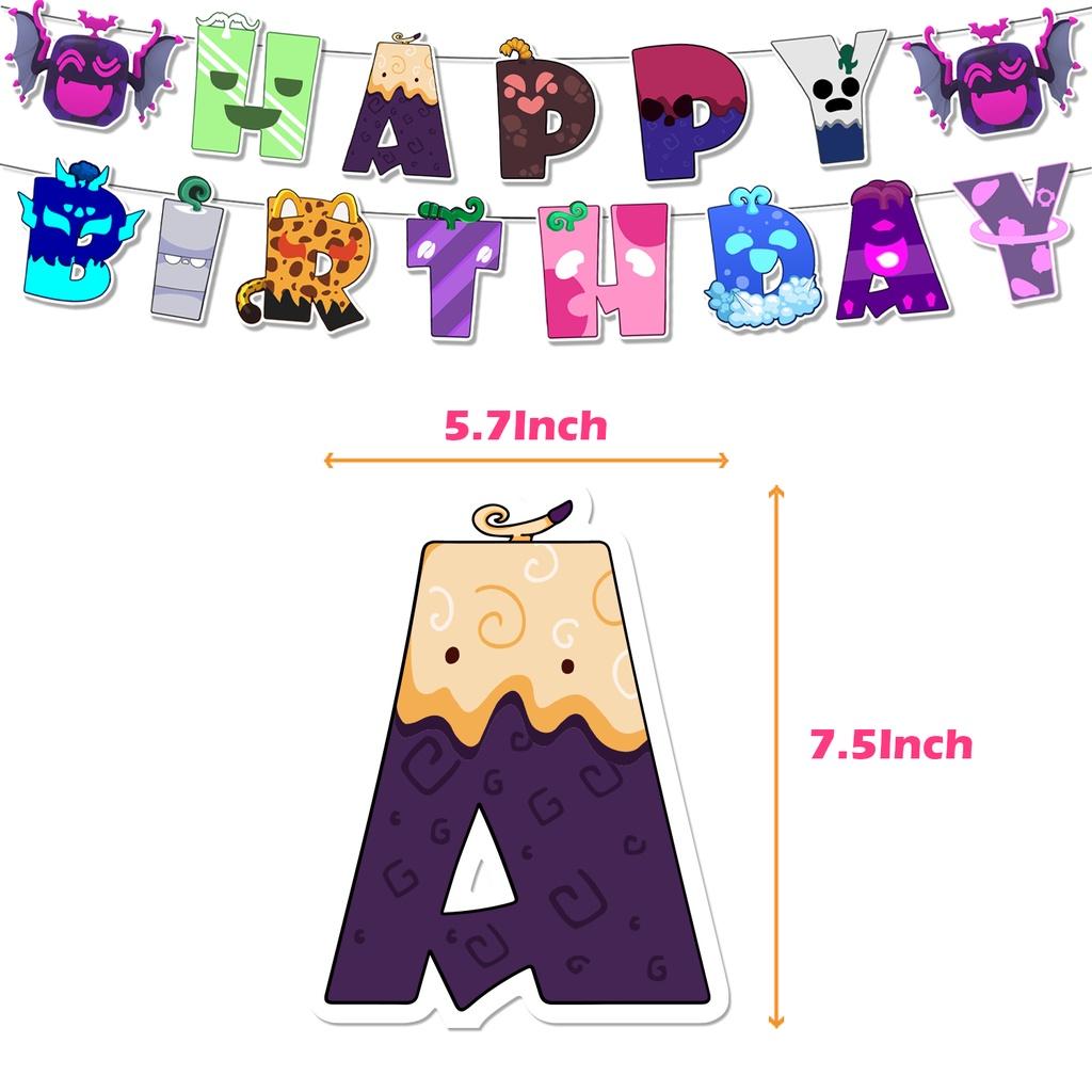 Blox Fruits Party Decorations Pirate King Game Box Flag Balloons Cake Toppers Birthday Banners Set)