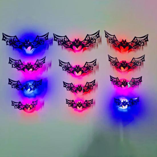 8/12Pcs Halloween LED Light Wall Sticker Hollow Spooky Bat Pumpkin Spider Night Light Holiday Party Home Office Wall Decoration Decal