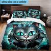 1PC Wonderland Smile Cat 3pcs Bedding,Including 1pc Duvet Cover And 2pcs Pillowcases Perfect for Christmas,Ideal for Bedroom, Dormitory