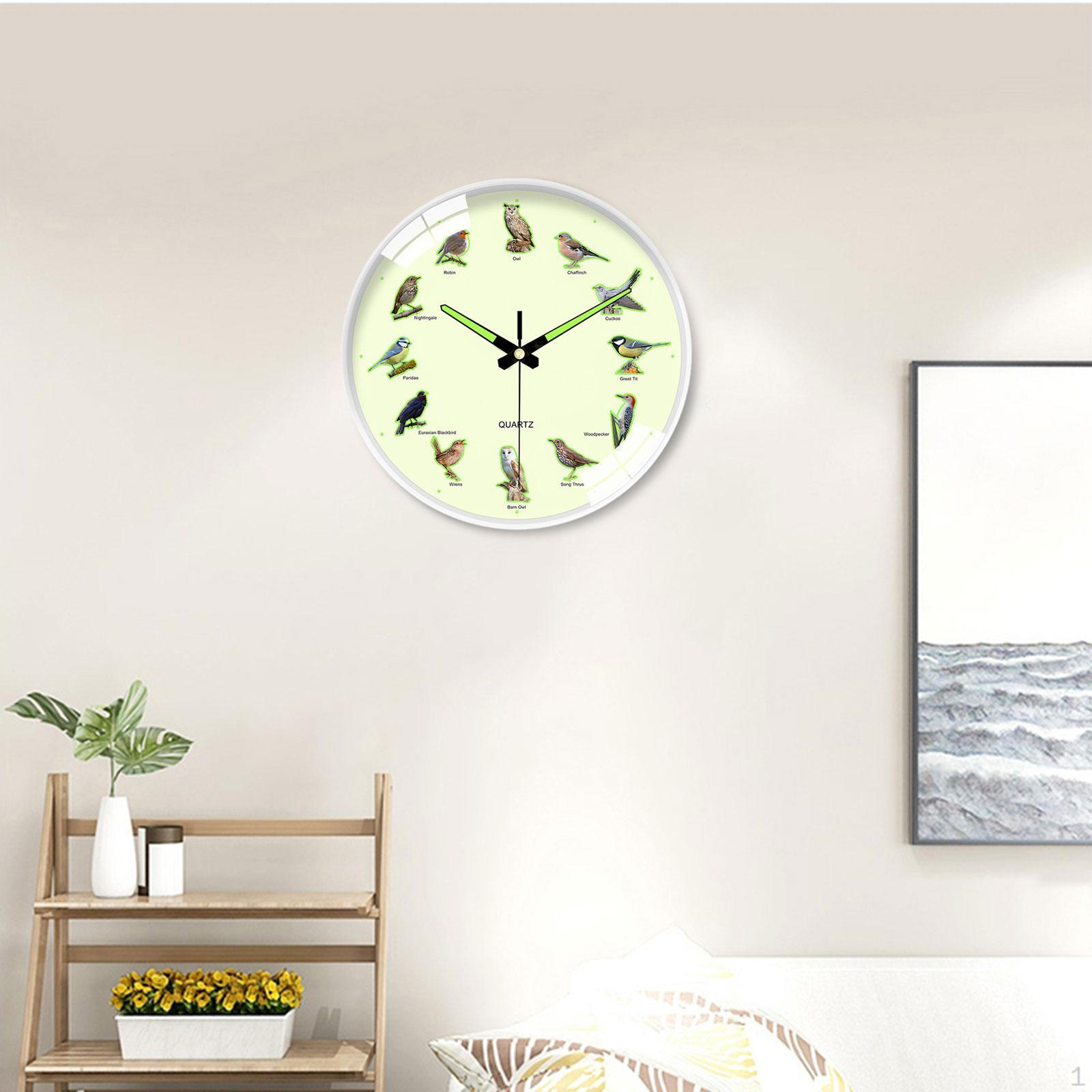

Настенные часы на тему птиц, диаметр 8 дюймов, декоративные аксессуары, бесшумные, легкие, для детской комнаты White Frame