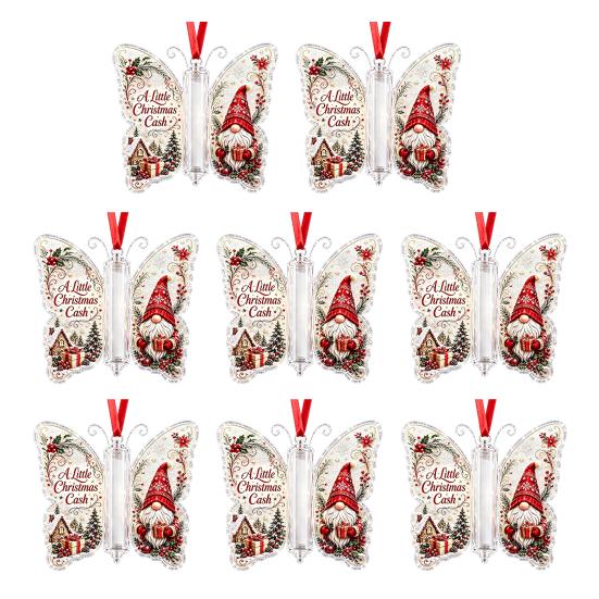 Geschenke für Familie Freunde Schmetterling Bargeldgeschenk Schmuckstück, Weihnachts-Geldhalter Hängende Dekoration mit festlichem Urlaubs-Haus-Druck, Acryl-Baum-Anhänger