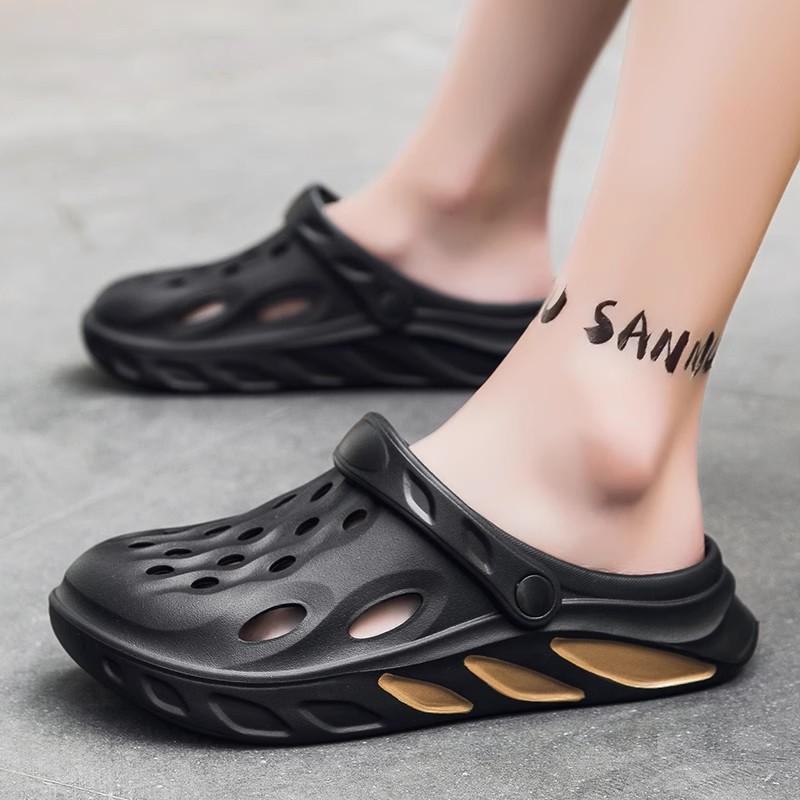 Hole shoes men's summer non-slip and wear-resistant outer wear bag head drag soft bottom beach sandals