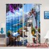 2pcs   2D FLAT PRINTING Curtains (Without Rod) Seaside Serenity(1) Modern Window Curtain 100% Polyester Curtains Decorations