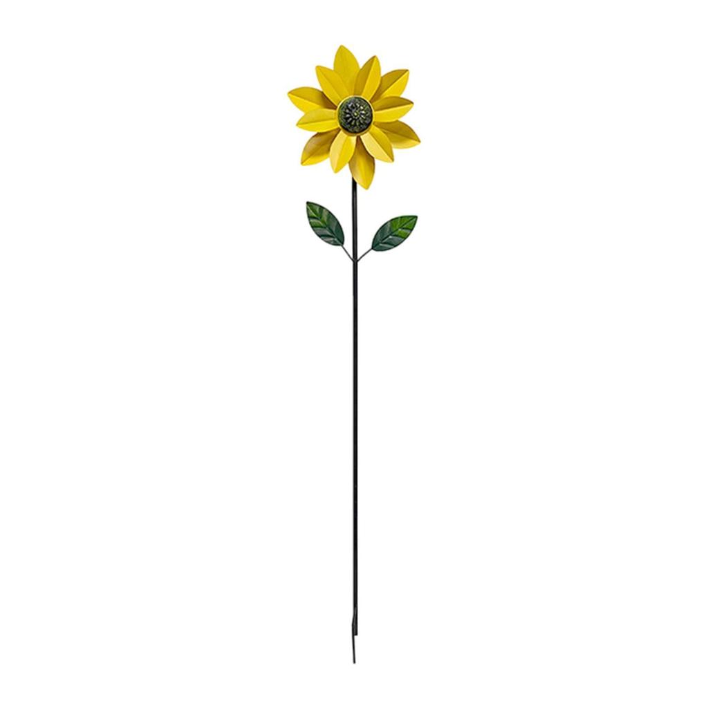 Sunflower Standing Wind Sculpture with Stake Simple Assembly Versatile Sturdy Rotatable for Patio Pathway Windmill Height 116cm