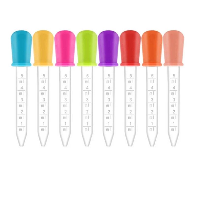 5/10PCS Random Color 5ml Silicone Pipette School Lab Experiment Supplies Dropper Feeding Medicine Liquid Eye Ear Pipette Dropper