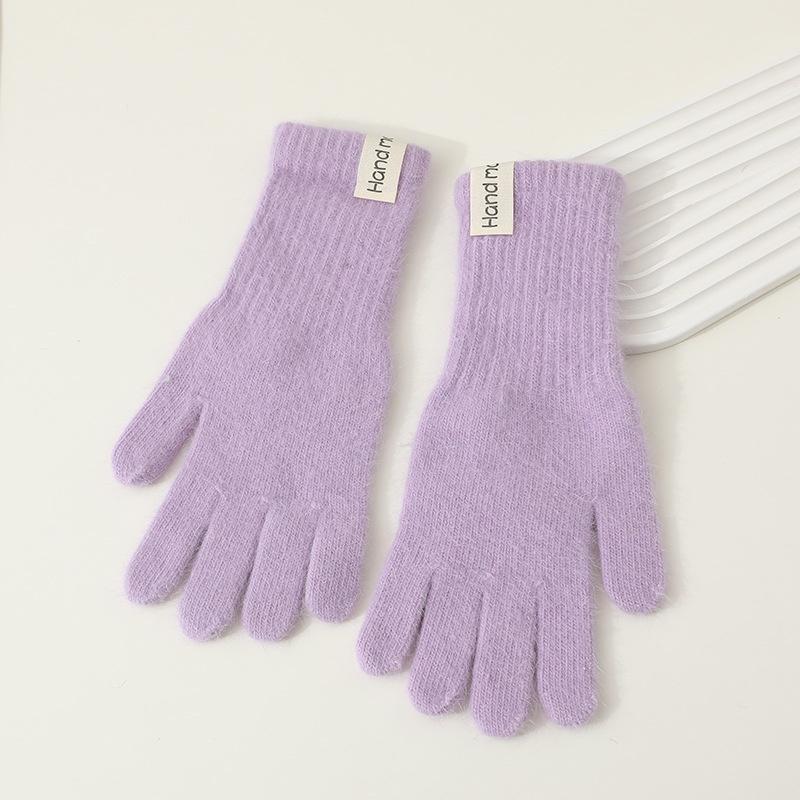 Winter Solid Color Knitted Gloves Full Fingered Stretchy Warm Gloves For Cold Weather Girls Men Women And Teens Winter Mittens