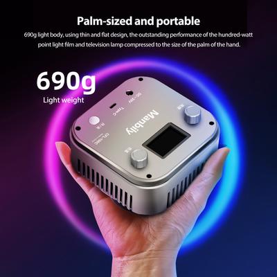 100W RGB LED Video Light with COB Beads, 4800 Lxu 97+ CRI, RGB Color, 51 Lighting Effects, Continuous Output Lighting, APP Control, for Filmmaking, Vi