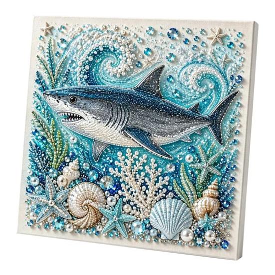 Easy Faux Pearl Crafting Project Ocean Painting Kit, Marine Life 3D Art DIY Beginner Friendly Kit Sea Turtle Fish Picture Craft Set for Adults,