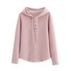 Felpa con cappuccio da donna autunnale a maniche lunghe con bottoni e coulisse, felpa con cappuccio a vestibilità ampia casual sottile da infilare