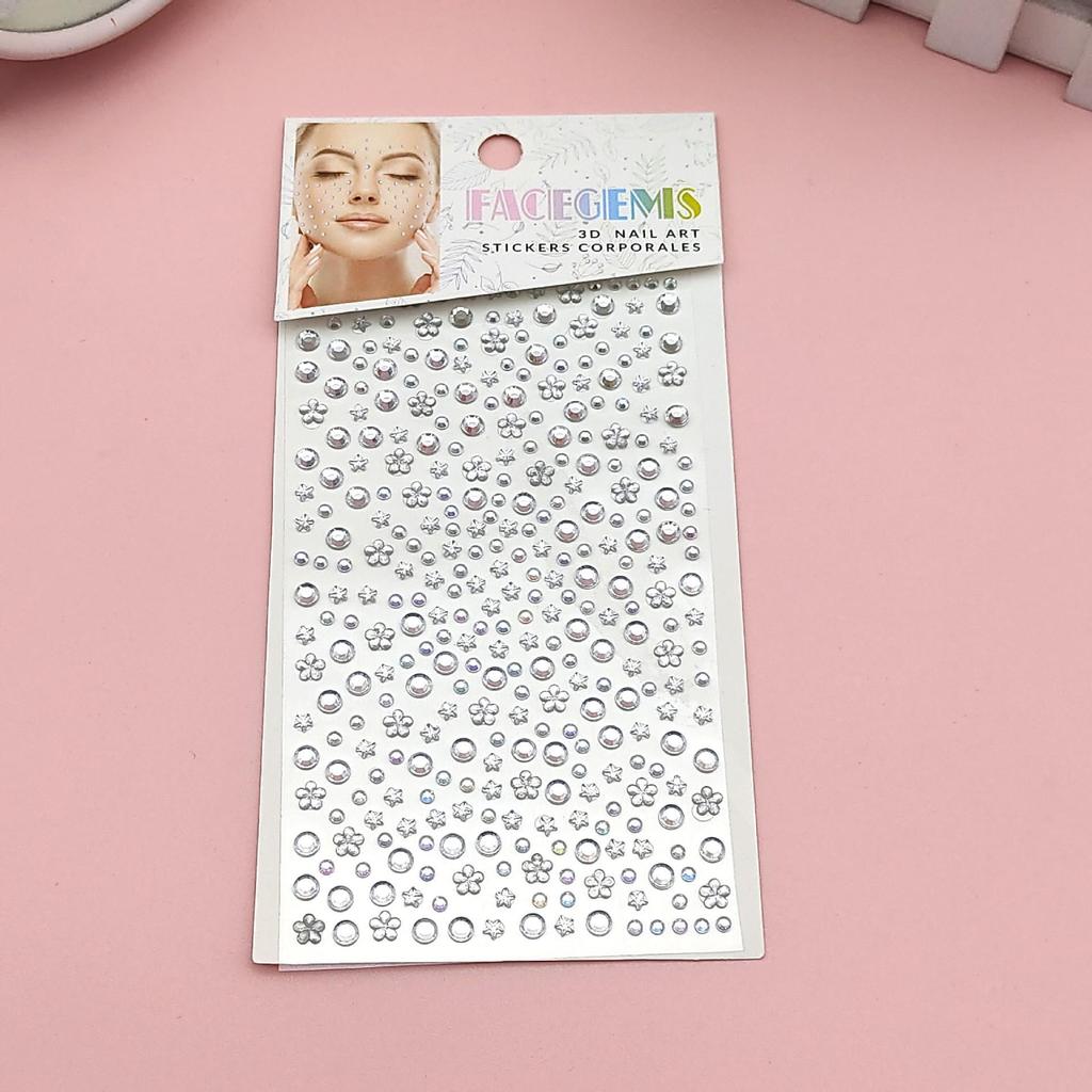 DIY Acrylic Rhinestone Face Stickers - 15 Color Set for Makeup & Stage Use