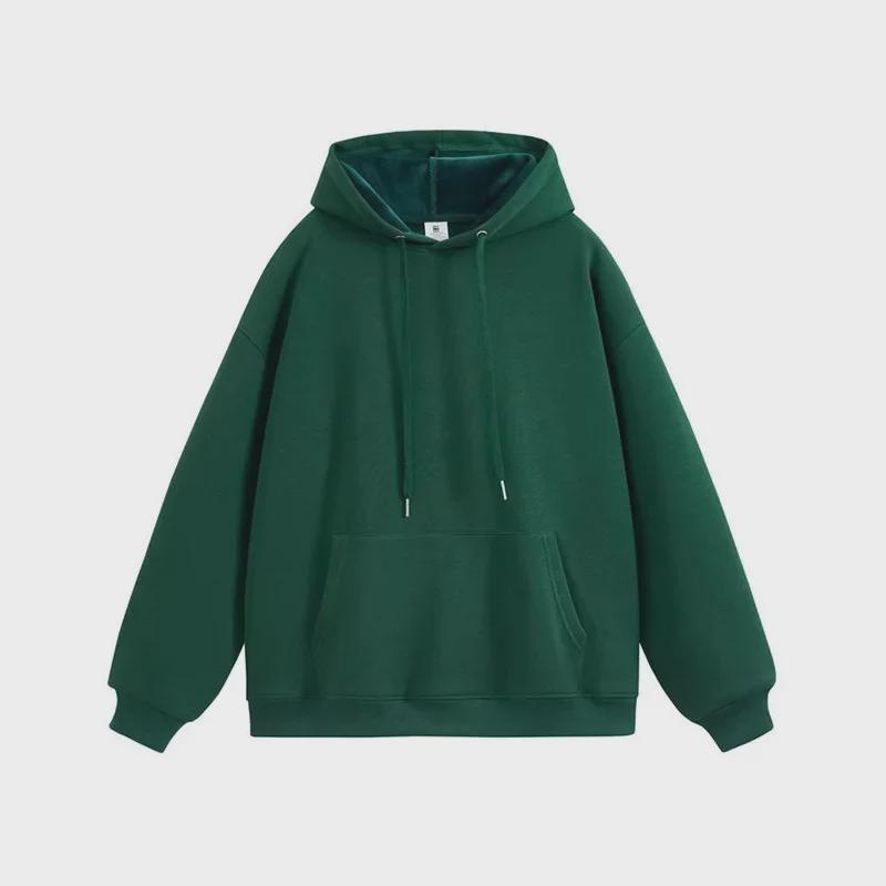 Women's Silver Fox Hooded Sweater: Autumn/Winter 450g Fleece, Long Sleeve, Casual Solid Color, Loose Fit