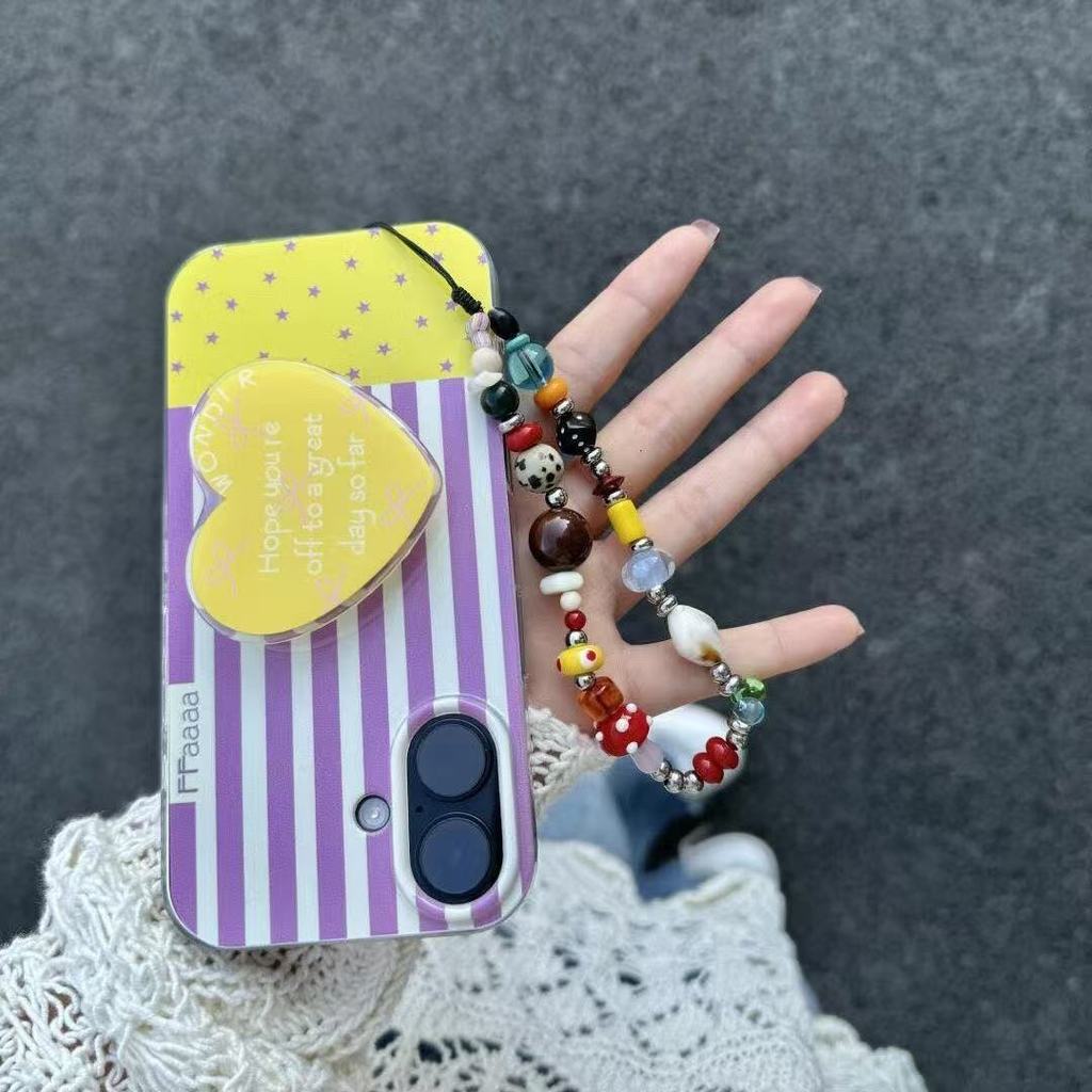 Laccetto per telefono a forma di fungo rosso stile fai da te con perline colorate per ragazze