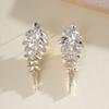 Silver Needle Tassel Earrings Full Drill Crystal Earrings Exaggerated Dangle Earrings  Dinner Party