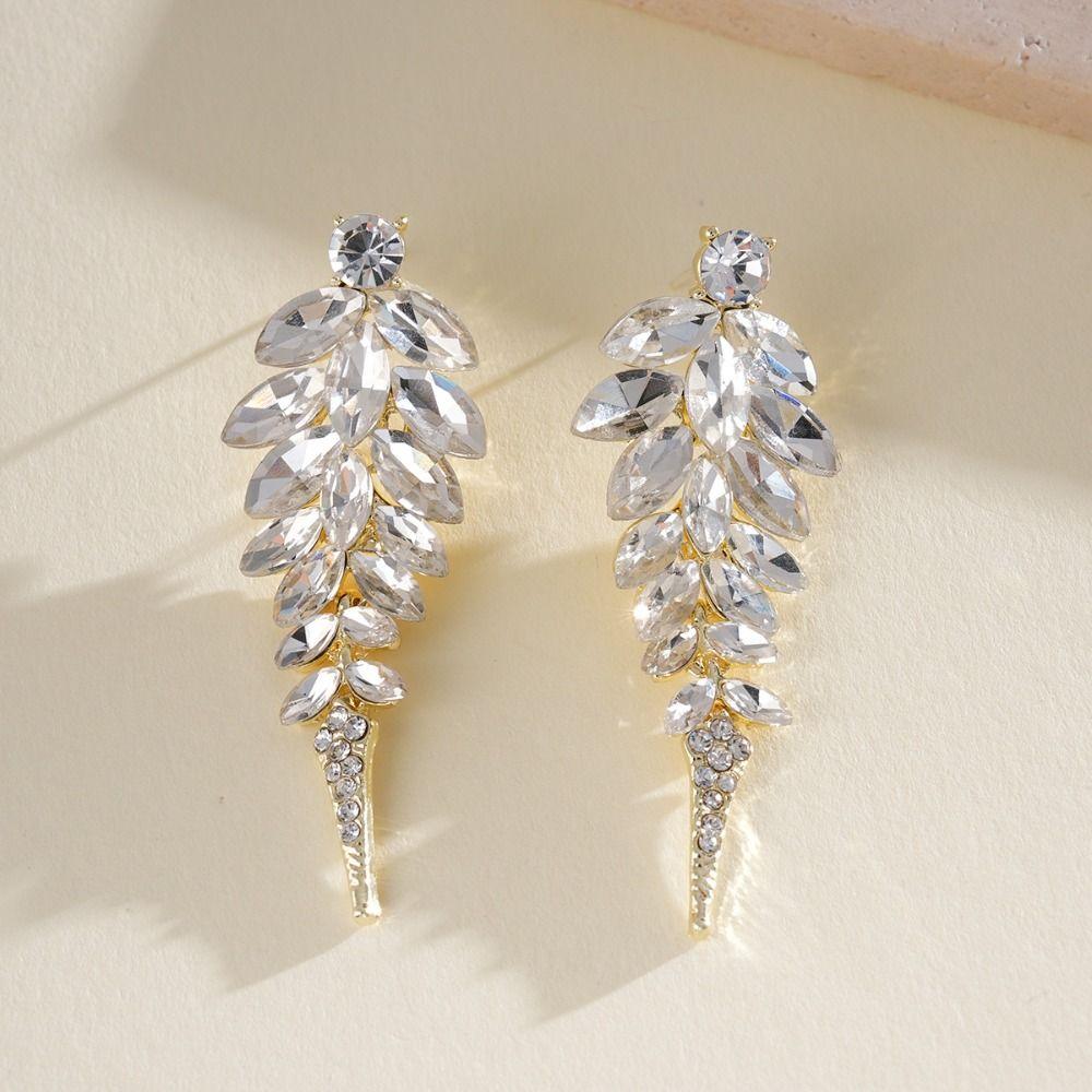 Silver Needle Tassel Earrings Full Drill Crystal Earrings Exaggerated Dangle Earrings  Dinner Party
