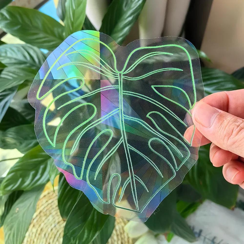 Rainbow Sun Catcher PVC Self Adhesive Glass Window Stickers Cat Leaf Suncatcher Wallpaper Rainbow Prisms Sticker Home Decor
