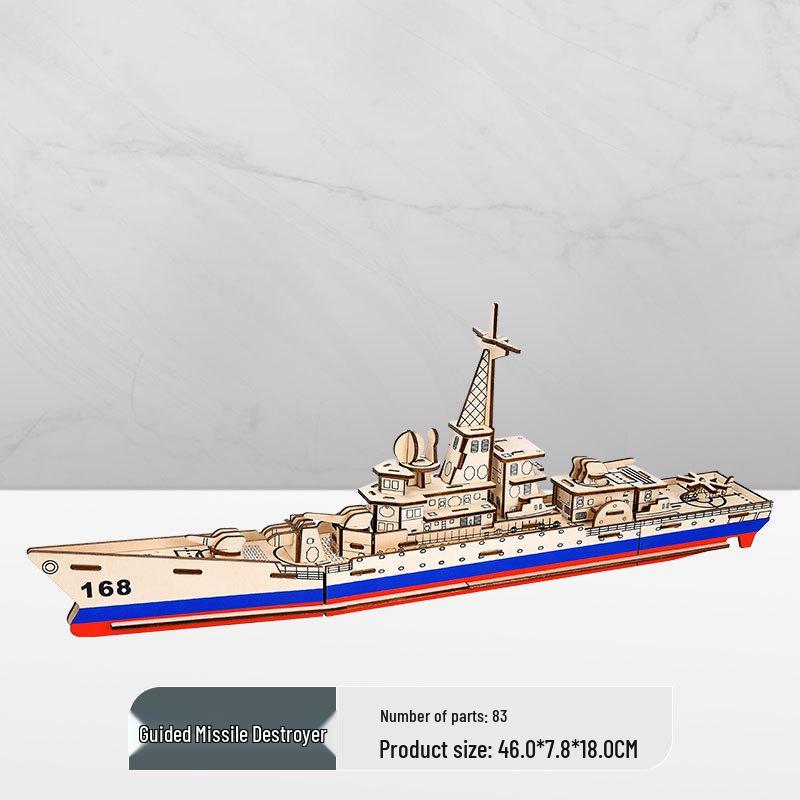 Wooden 3D Military Puzzle Model - Educational DIY Toy for Boys