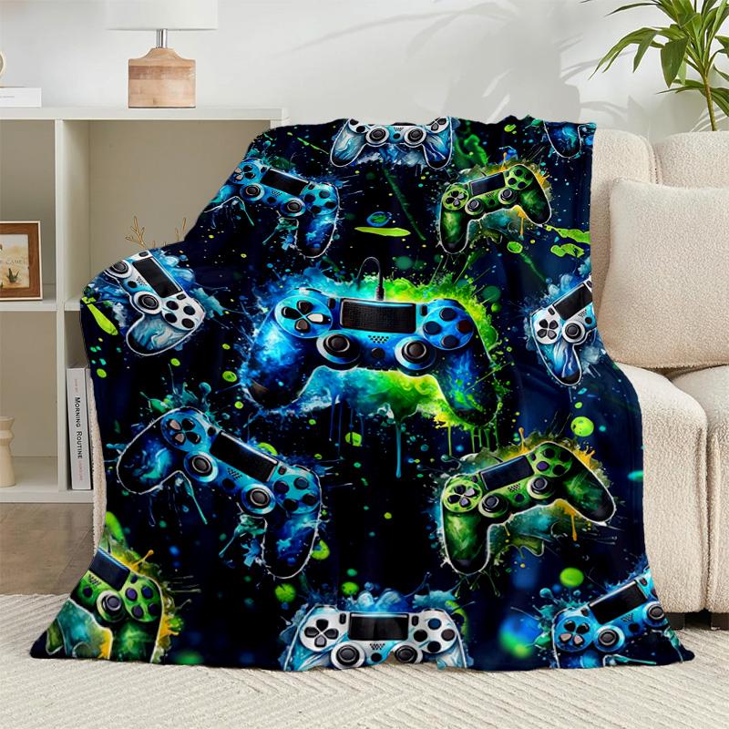 1PC Colorful Gaming Controller Flannel Blanket Gift, Suitable for Both Men And Women, Soft Ideal for Beds And Sofa, Birthday Or Christmas Gift