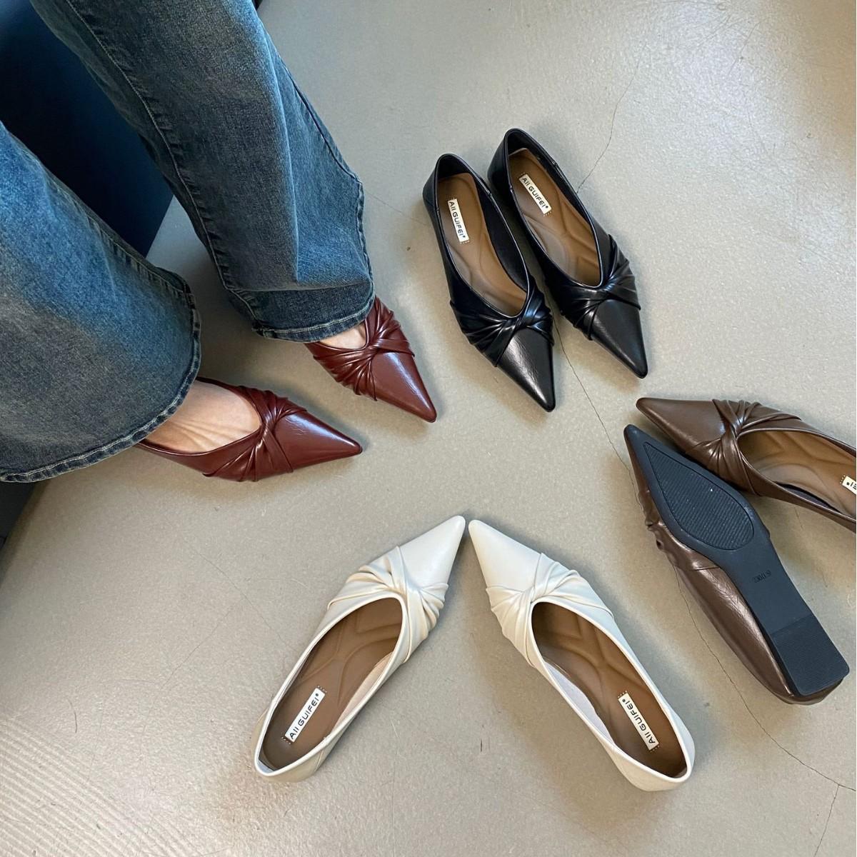 Women s Pointed Toe Flat Unique Design Office Pumps - Fashionable Footwear 35