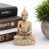 Meditating Seated Buddha Statue Carving Figurine Craft for Home Decoration Ornament (Gold)