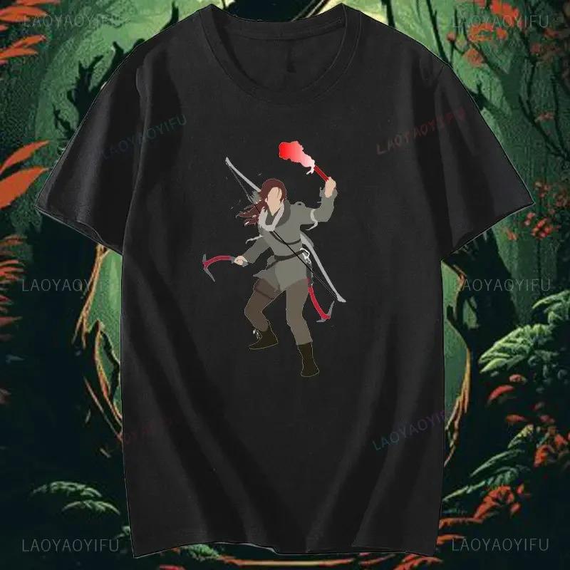 Tomb Raider Lara Croft Unisex Printed Cotton Tshirt Action Adventure Game Fan Graphic Tee Streetwear Casual Top For Gamers