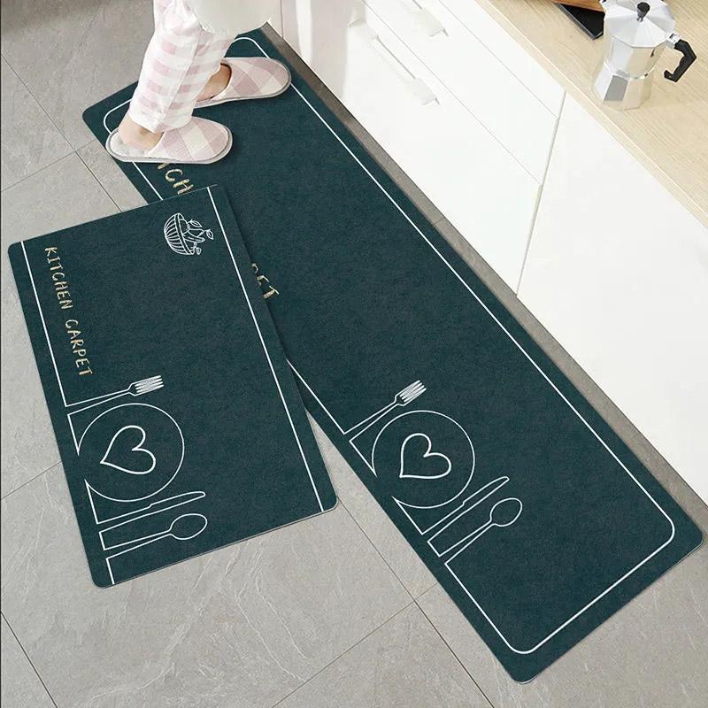 2PCS Kitchen Mats Non-slip Absorbent Door Mats Bedroom Door Mats Bathroom Mats Put Grey Mats Home Door Carpets
