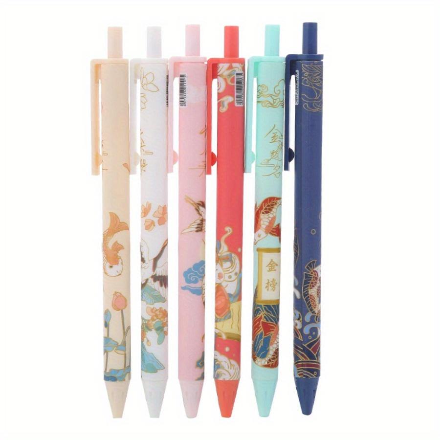 12pcs Lucky Fish Pen Retro National Stationery Student Press Neutral Pen Student Prizes Supplies Graduation Season Back To School
