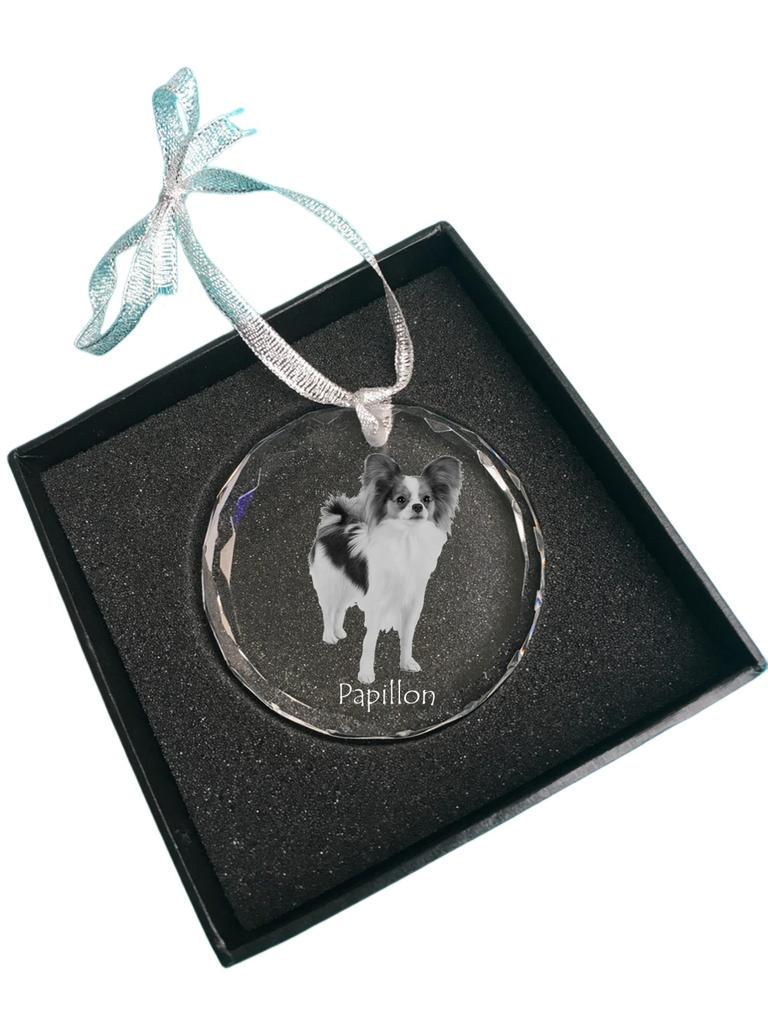 Papillon, Continental Toy Spaniel - crystal bauble with a photo, dog photo in crystal, personalized Christmas tree ornament by Art-Dog brand