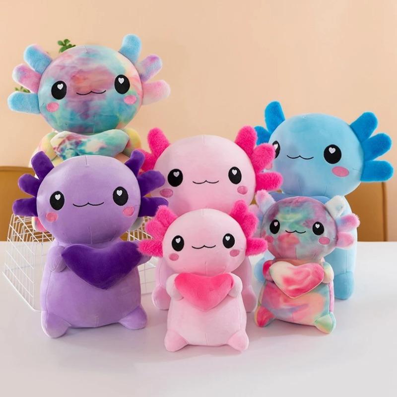 Cute Cartoon Axolotl Plush Toy Super Soft Salamander Animal Stuffed Plushie Pillow Couple Soft Axolotl Home Decor Christmas Gift