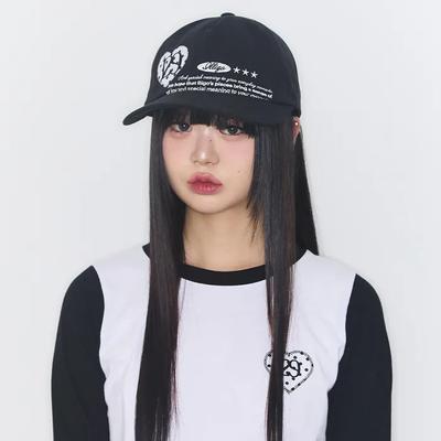 Heart Letter Ball Cap Black