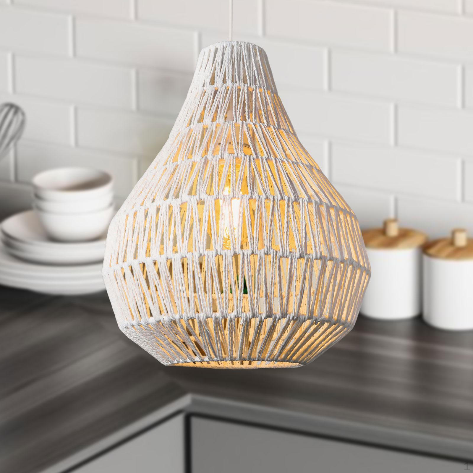 Hanging Lights Fixture Pendant Light E26 Base Classic Lamp Handwoven Rattan Lampshade