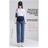 2026 Spring and Autumn Maternity Jeans for Outerwear, High-Waisted, Belly Support, Cropped Straight-Leg Slimming Pants
