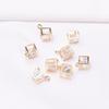 10pcs 14K Gold-wrapped Zircon Crystal Three-dimensional Square Pendant, Crown Pendant, DIY Earrings, Necklace Jewelry Pendant.