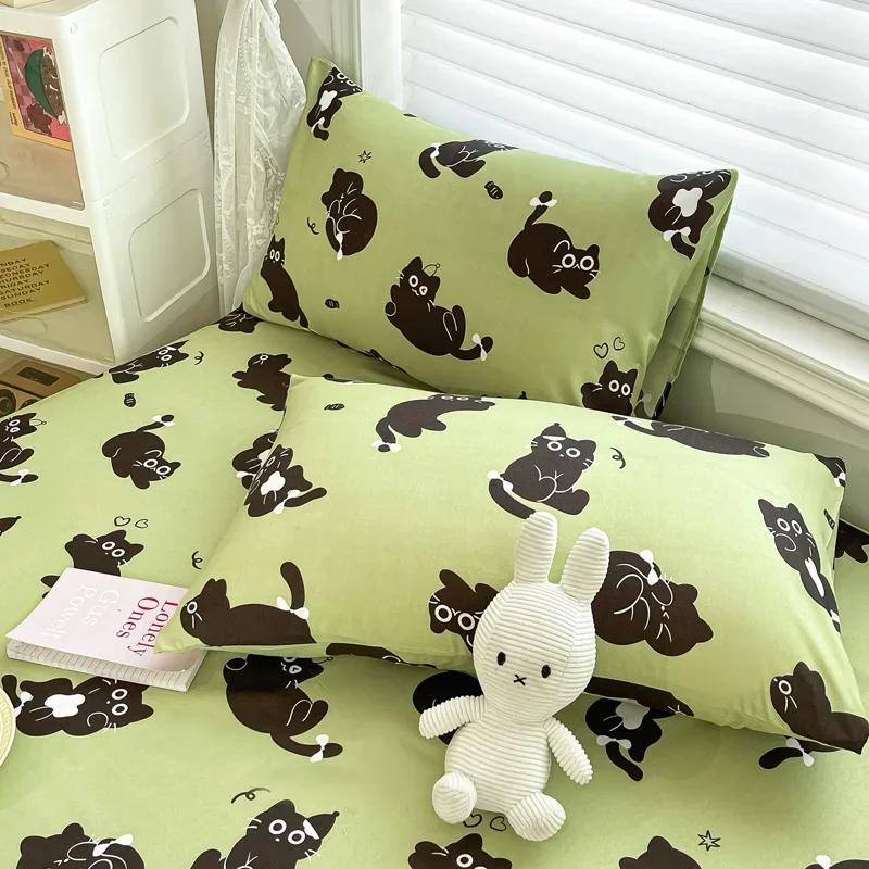 Spannbettlaken-Set mit Cartoon-Katzen, Queen-Size-Größe, süßes Kätzchen-Bettwäsche-Set, Kawaii-Katzen-Bett-Sets, Schlafzimmer-Dekoration für Kinder, Teenager und Erwachsene