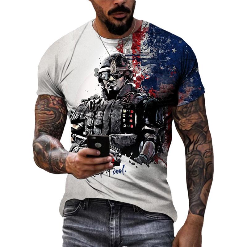 Männer Sommer Kurzarm O Hals 3D-Druck T-Shirt
