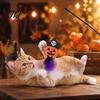 Spooky Spider Pumpkin Skull Toys Halloween Cat Wand Toy, Interactive Toy with Feathers And Bell, Designs, Ribbon for Indoor Cats Lightweight