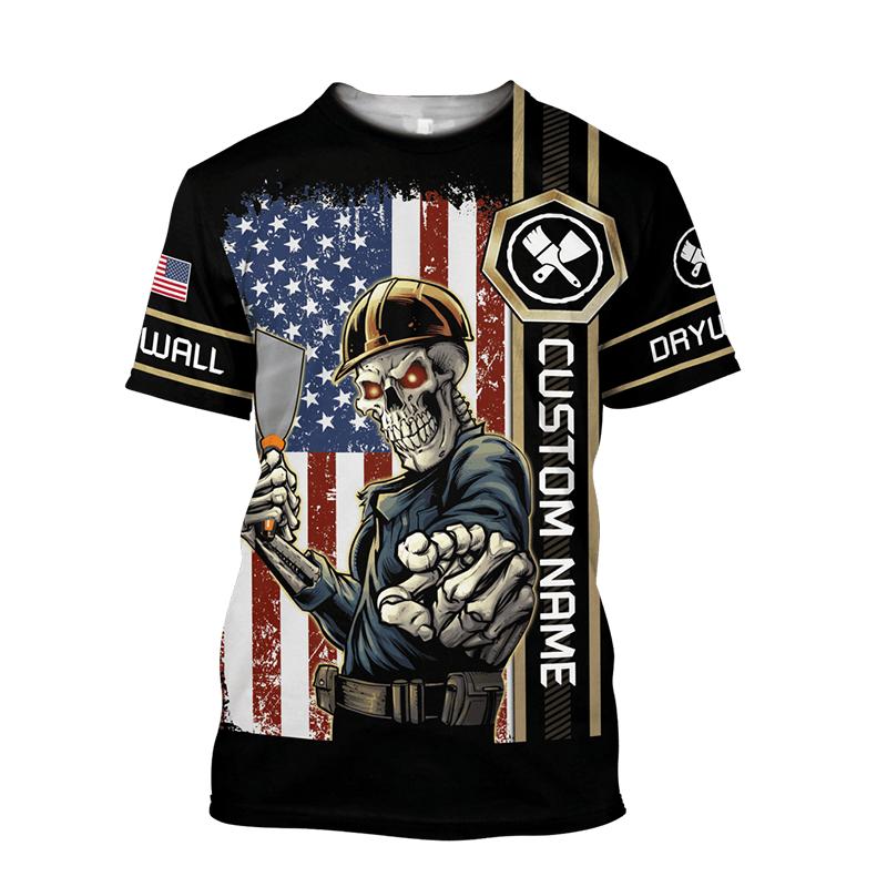 Grafická pánská trička pro sádrokartonáře Pánské oblečení Letní 3D potištěné topy Krátký rukáv Módní Ležérní Nadměrné tričko Unisex