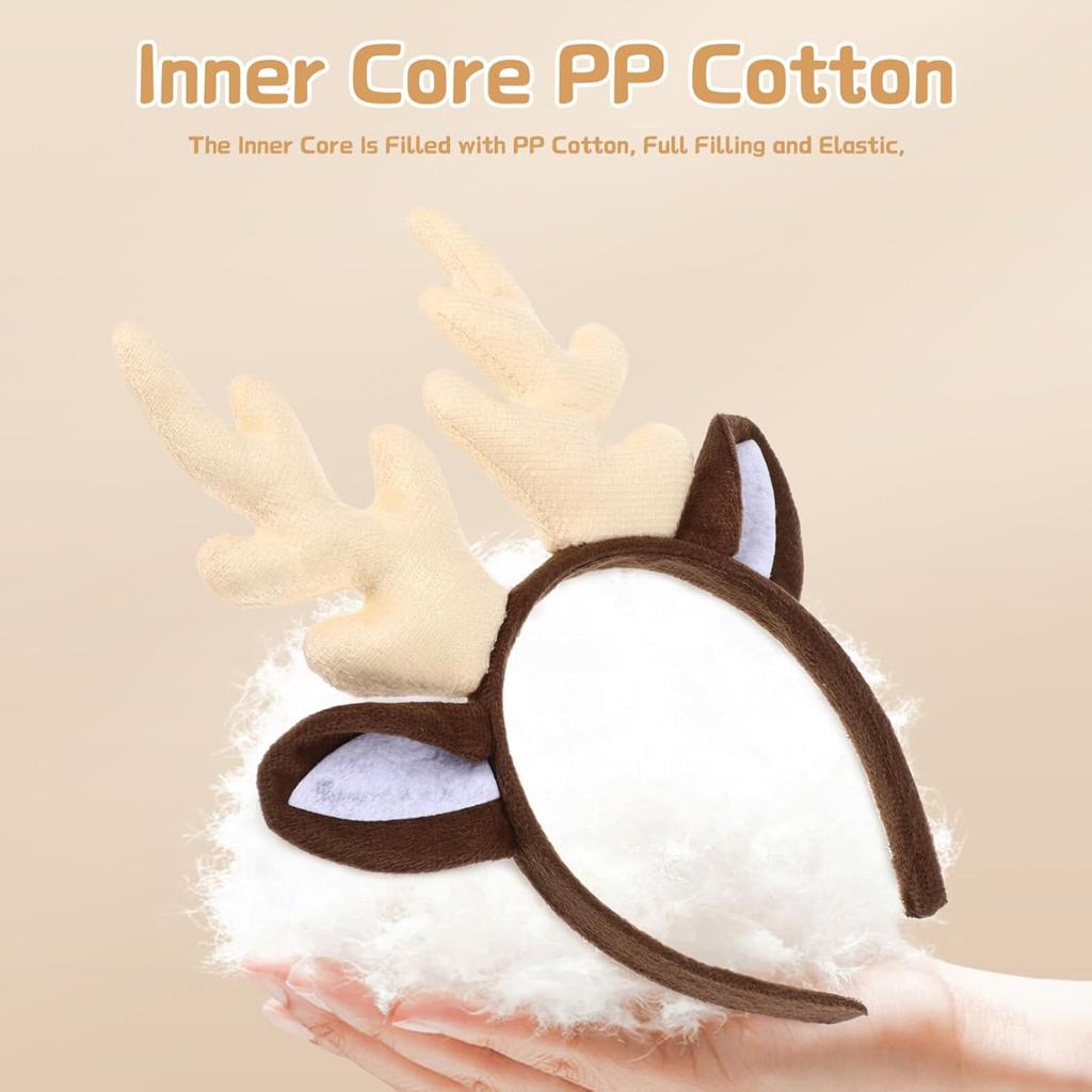 Rentiergeweih Haarreif Weihnachten Elch Stirnband Kopfschmuck für Weihnachten Geburtstag Kostümparty (Milchweiß)