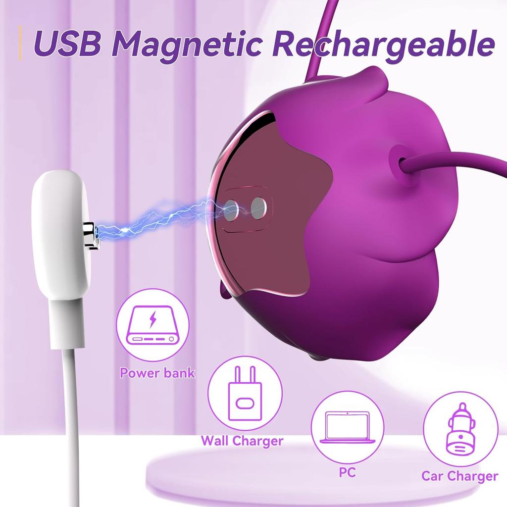 Nipple Toys Rose Sex Toy, Nipple Vibrator with 10 Vibration Modes Adjustable Rechargeable Vibrating Nipple Clamps Adult Toys